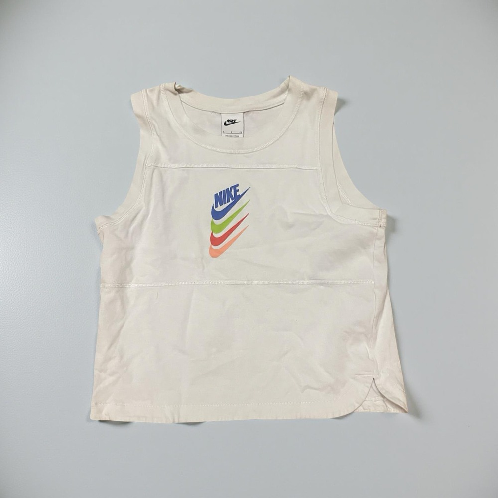 Nike Women's White Sleeveless Tank Top Activewear Sz S Casual tennis prep Gym